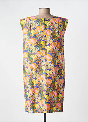 Robe courte fermeture zippée au dos manches courtes jaune LA FIANCÉE femme