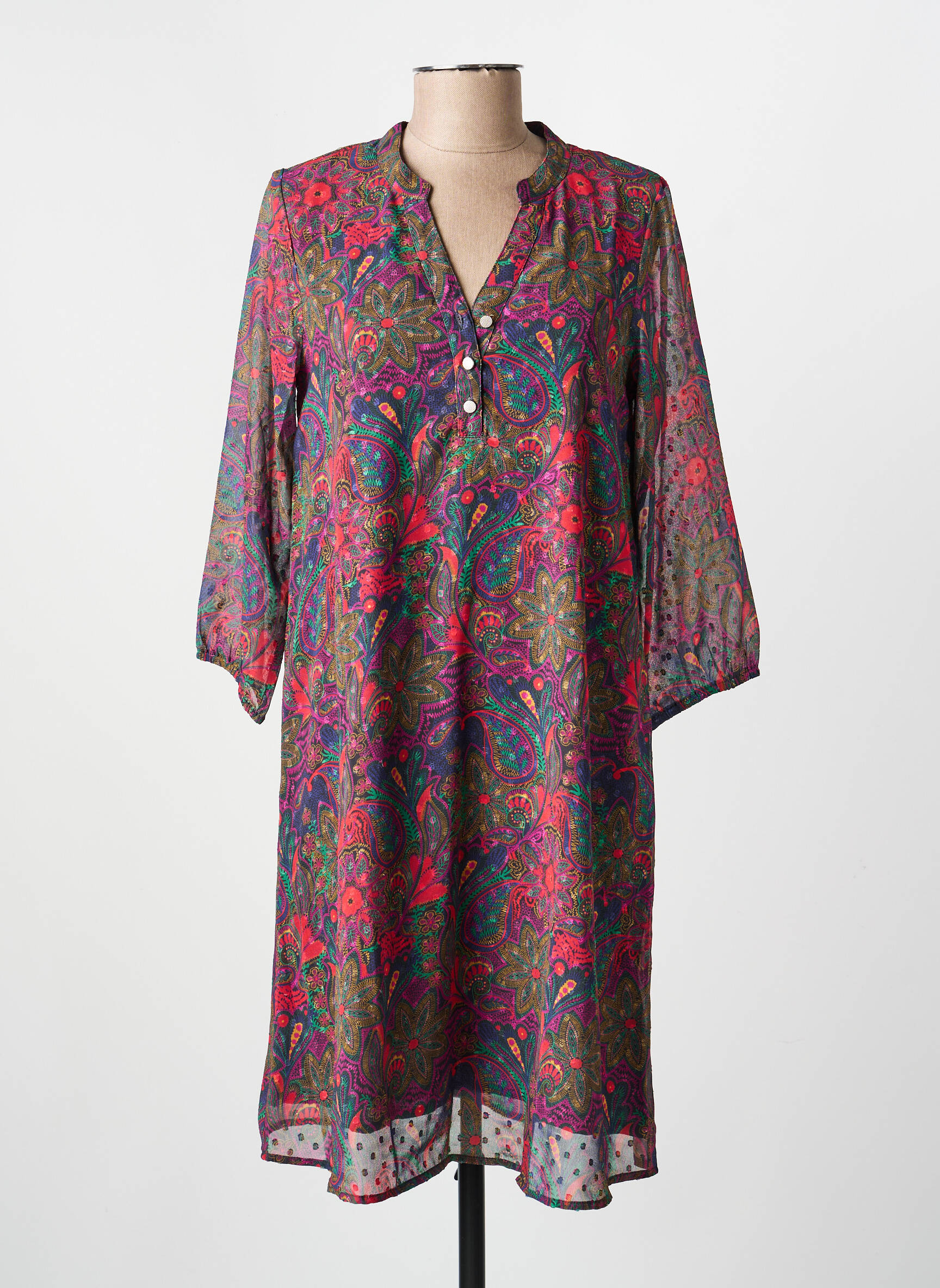 Robe courte coupe fluide manches 3/4 bleu LA FIANCÉE femme