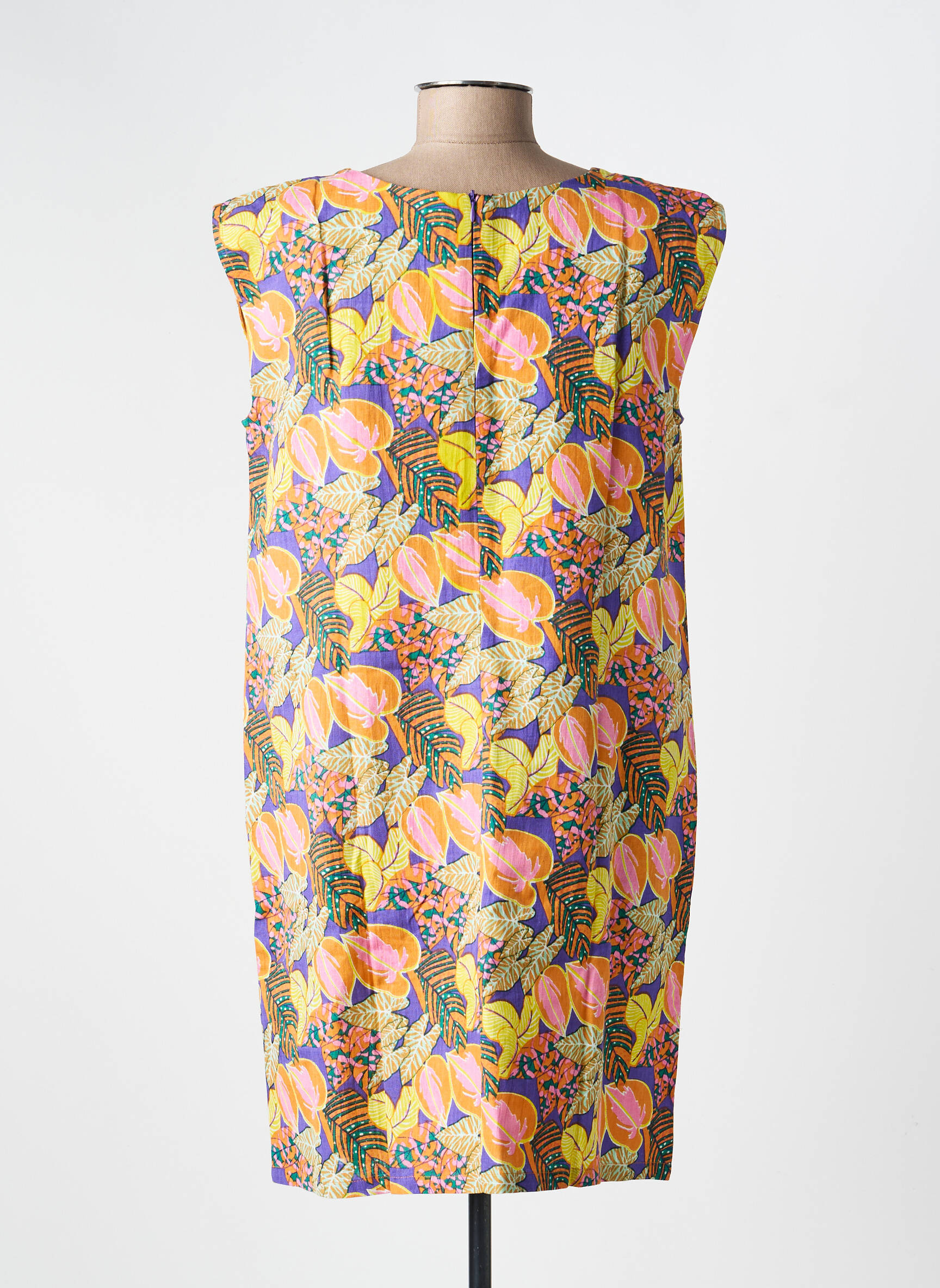 Robe courte fermeture zippée au dos manches courtes jaune LA FIANCÉE femme