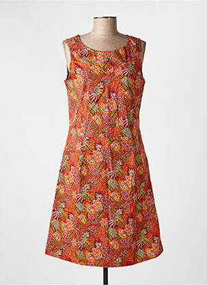Robe mi-longue imprimé fantaisie sans manche rouge LA FIANCÉE femme