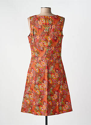 Robe mi-longue imprimé fantaisie sans manche rouge LA FIANCÉE femme