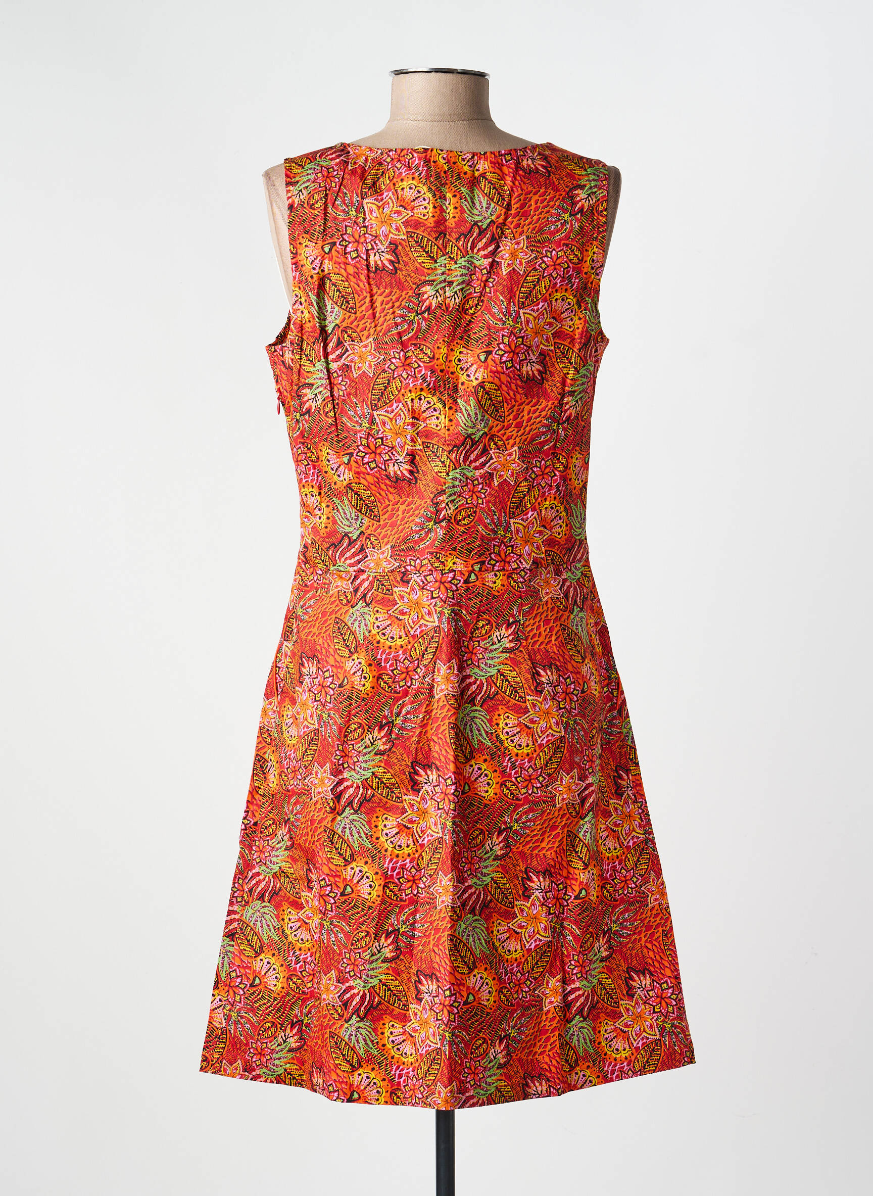 Robe mi-longue imprimé fantaisie sans manche rouge LA FIANCÉE femme
