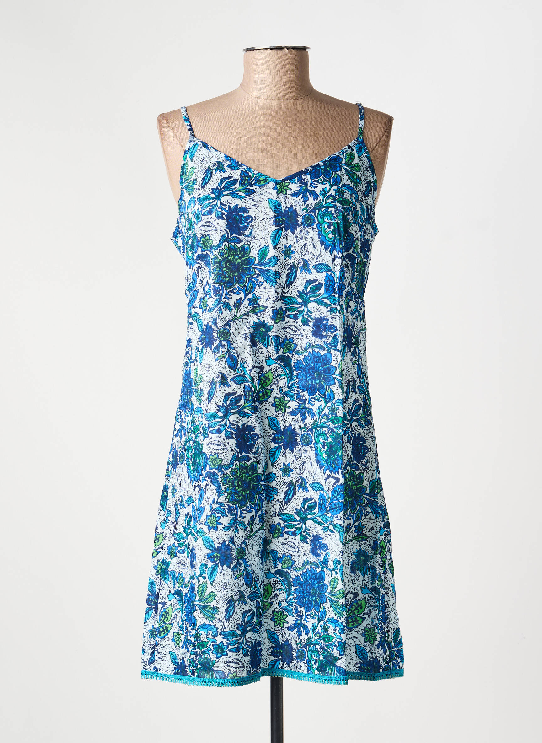 Robe courte coupe évasée fines bretelles bleu LA FIANCÉE femme