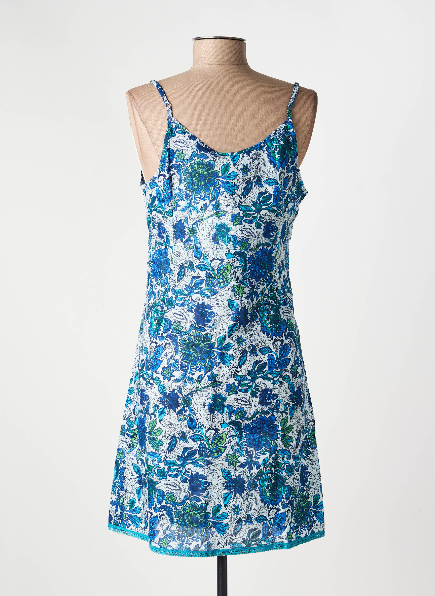 Robe courte coupe évasée fines bretelles bleu LA FIANCÉE femme
