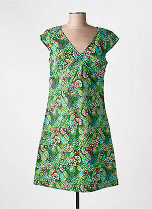 Robe courte coupe évasée manches courtes vert LA FIANCÉE femme