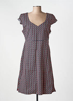 Robe mi-longue imprimé fantaisie manches courtes noir PRINCESSE NOMADE femme