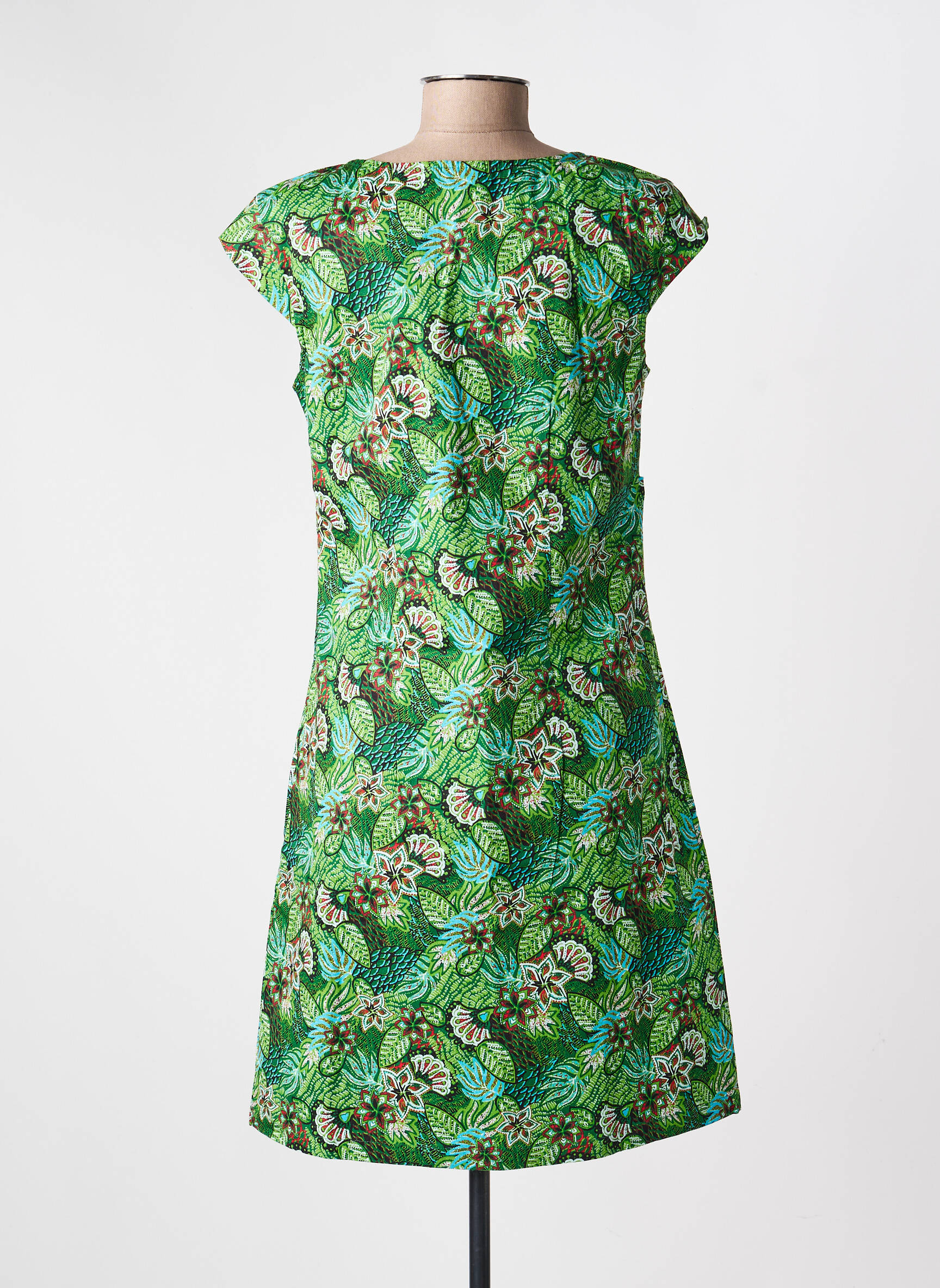 Robe courte coupe évasée manches courtes vert LA FIANCÉE femme