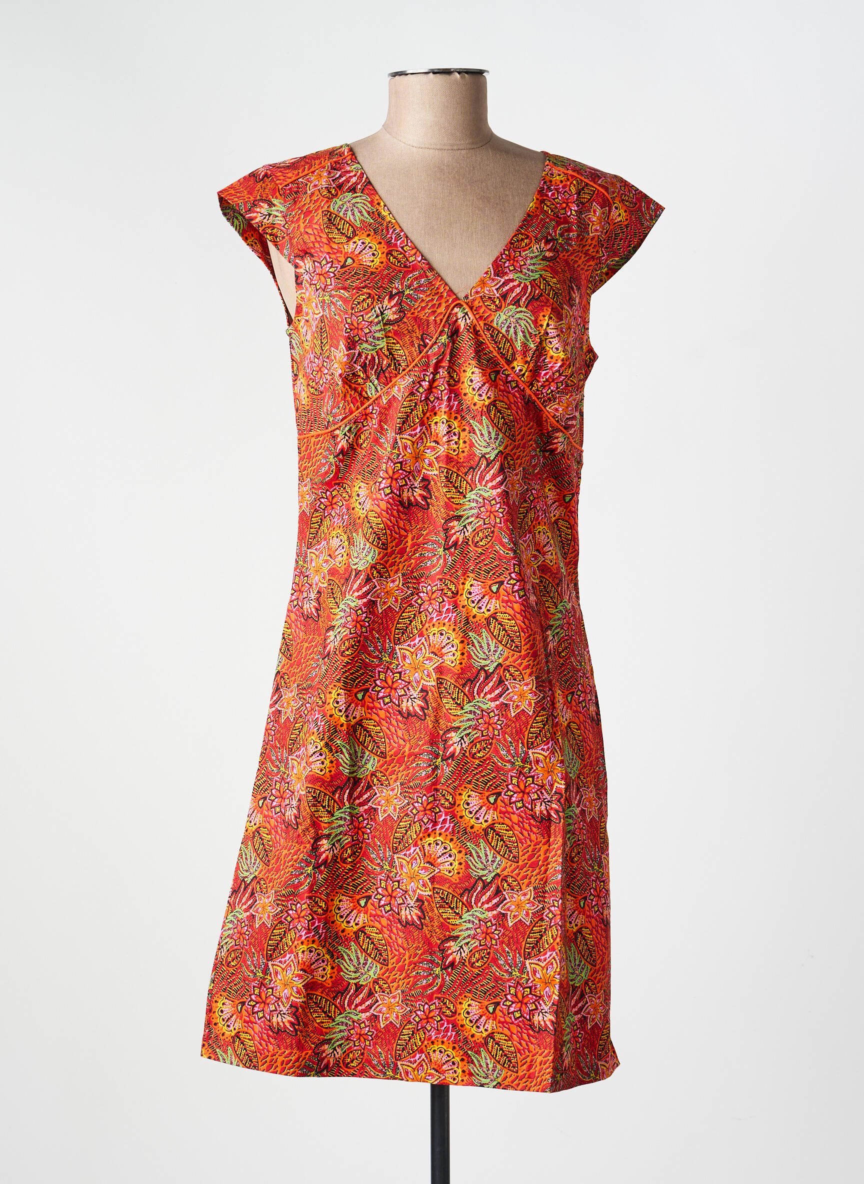 Robe courte coupe évasée manches courtes rouge LA FIANCÉE femme