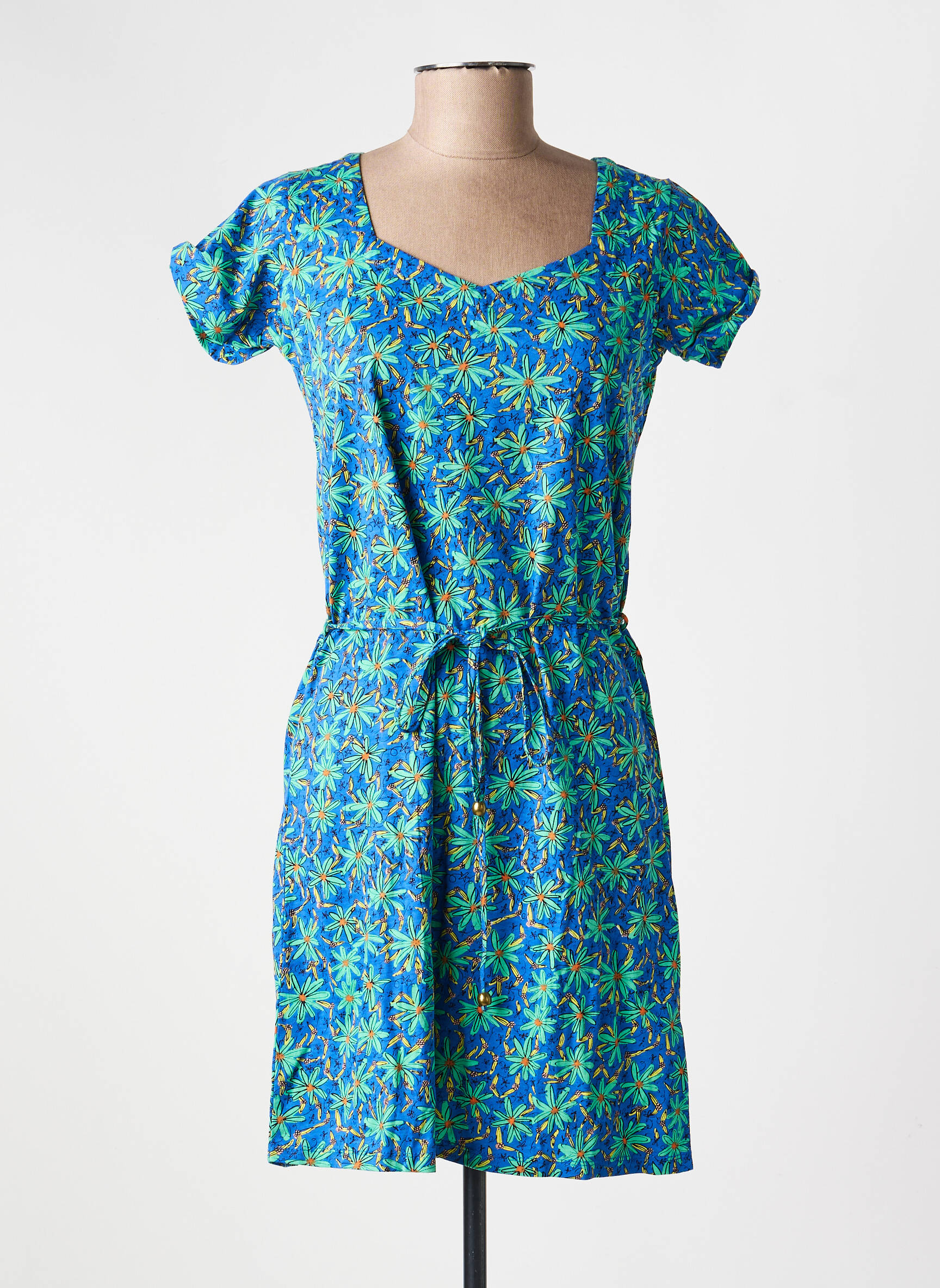 Robe courte manches courtes manches courtes bleu PRINCESSE NOMADE femme