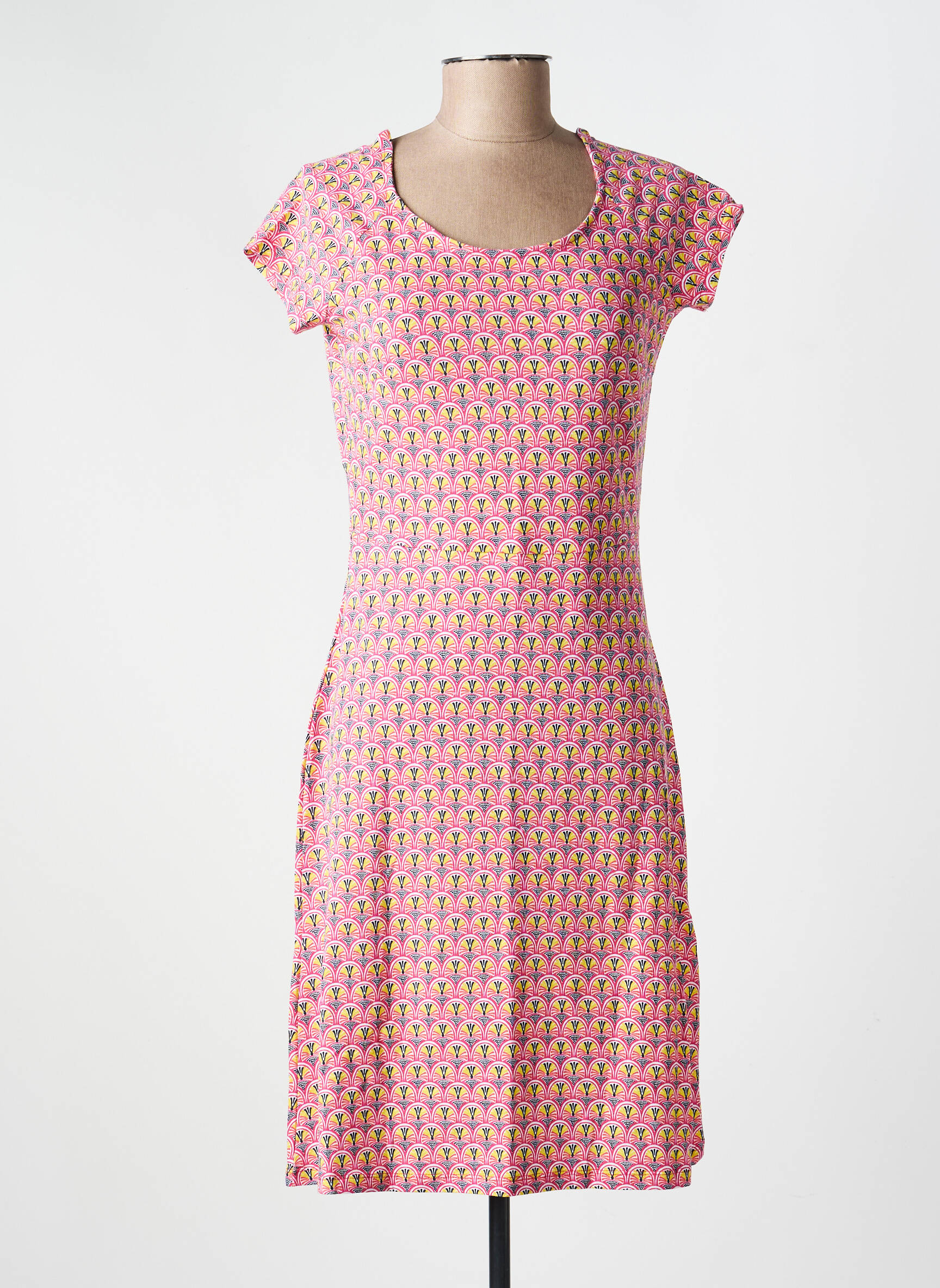 Robe mi-longue imprimé fantaisie manches courtes rouge LA FIANCÉE femme