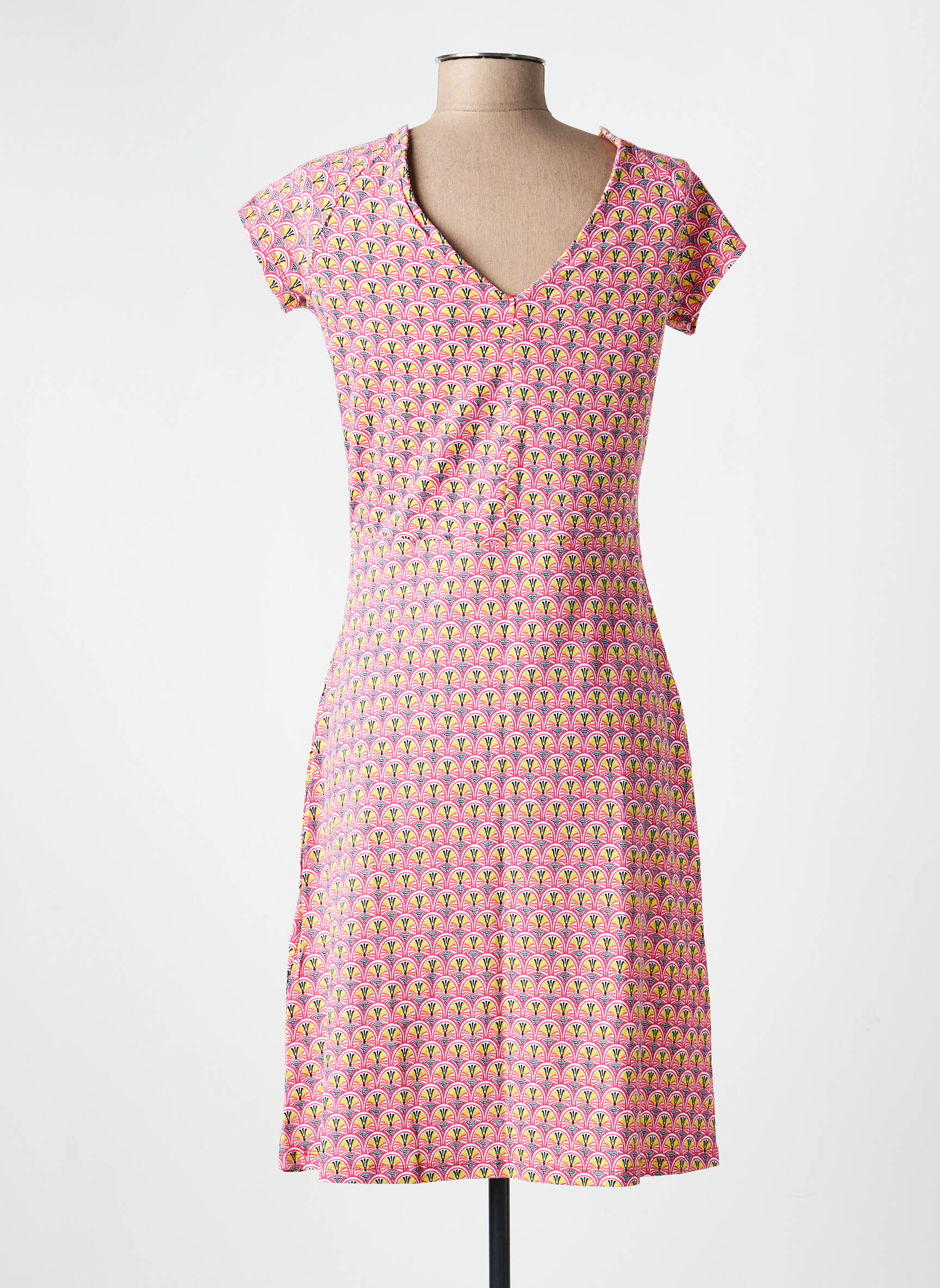 Robe mi-longue imprimé fantaisie manches courtes rouge LA FIANCÉE femme