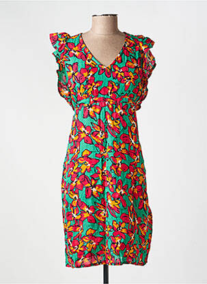Robe courte manches courtes manches courtes vert LA FIANCÉE femme