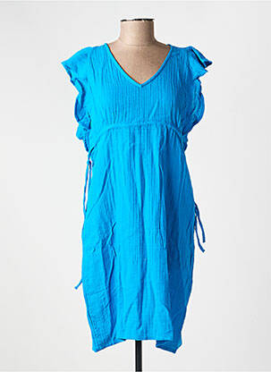 Robe courte manches courtes manches courtes bleu LA FIANCÉE femme
