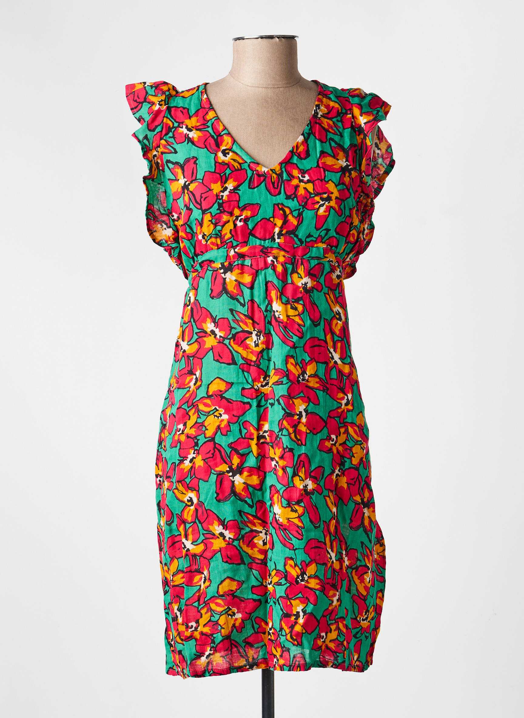Robe courte manches courtes manches courtes vert LA FIANCÉE femme