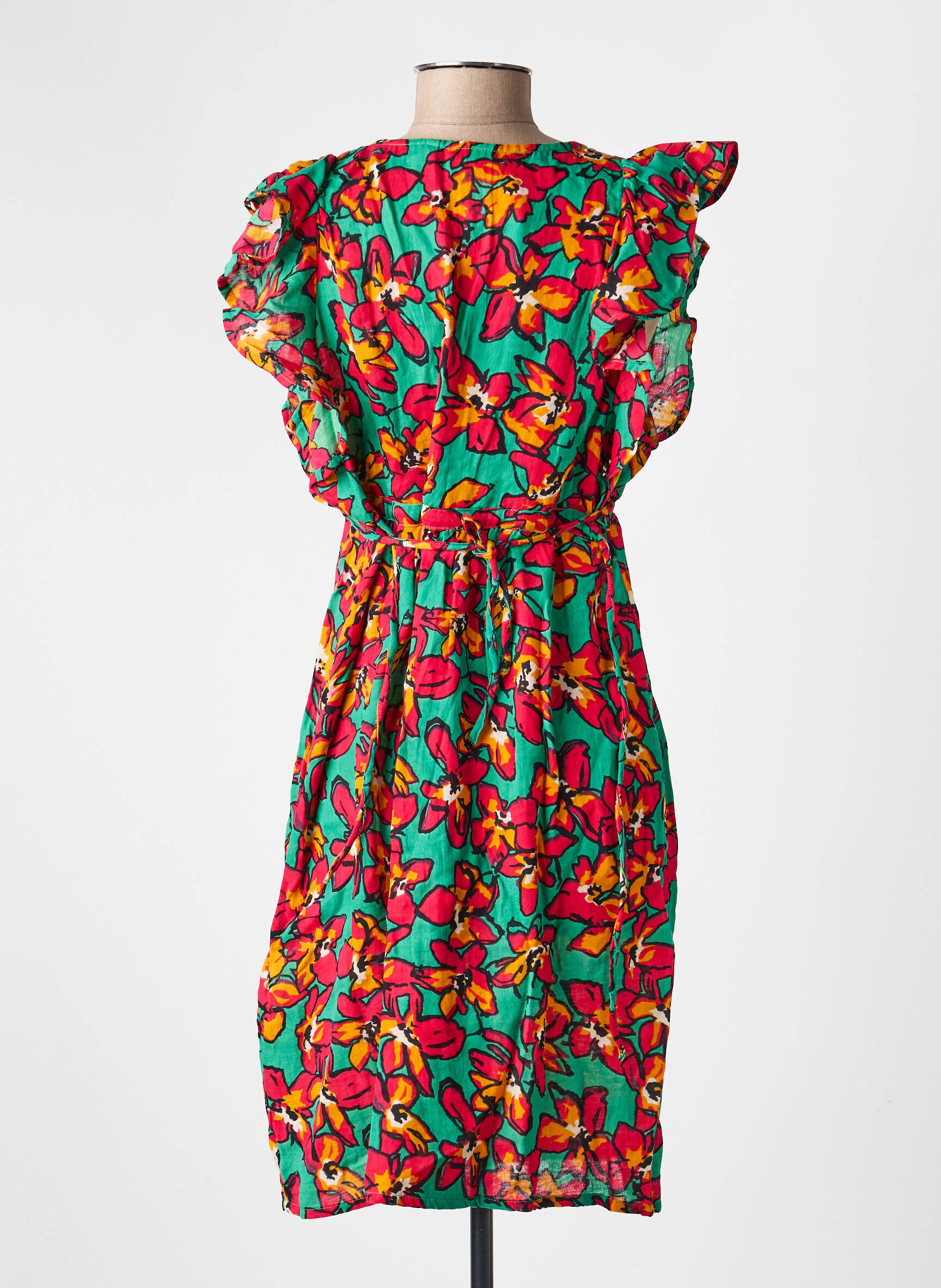 Robe courte manches courtes manches courtes vert LA FIANCÉE femme