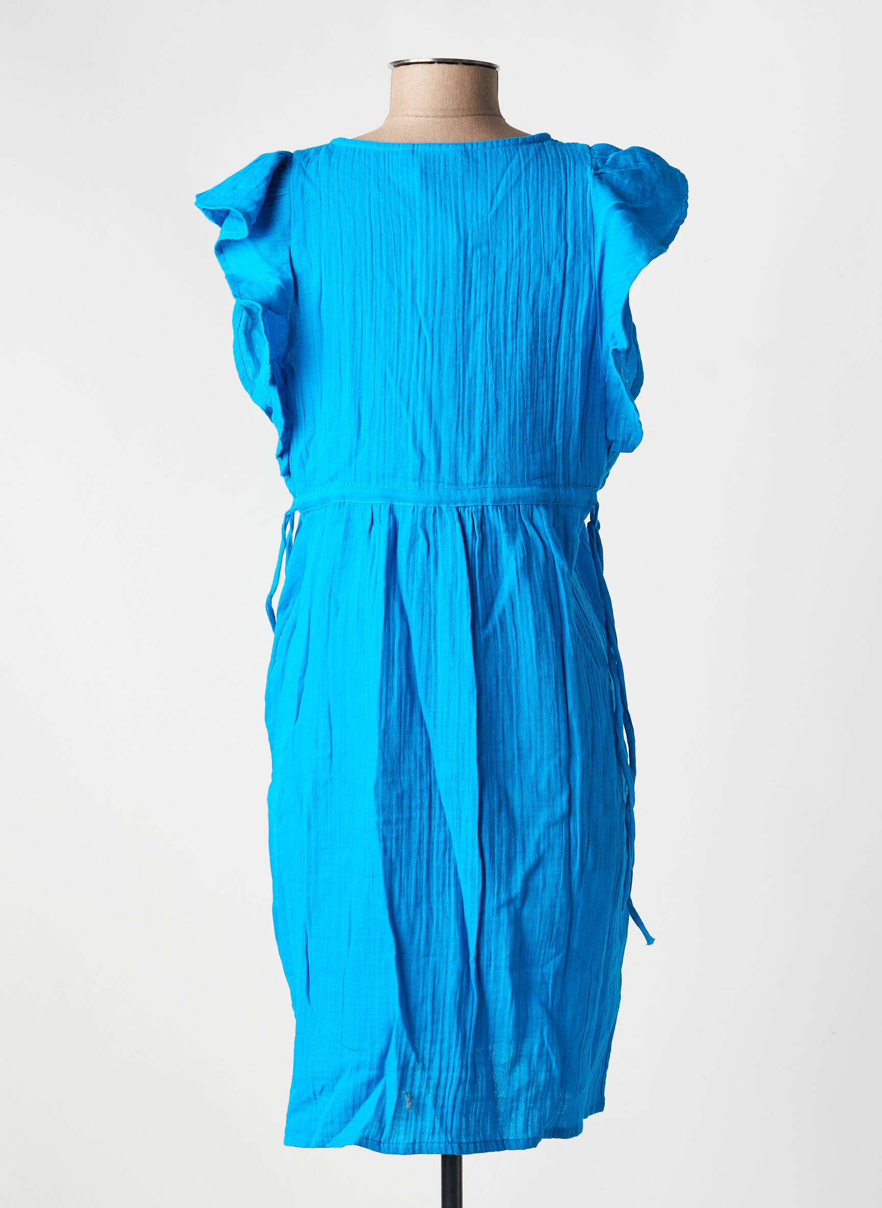 Robe courte manches courtes manches courtes bleu LA FIANCÉE femme