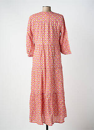 Robe longue imprimé fantaisie manches 3/4 rose LA FIANCÉE femme