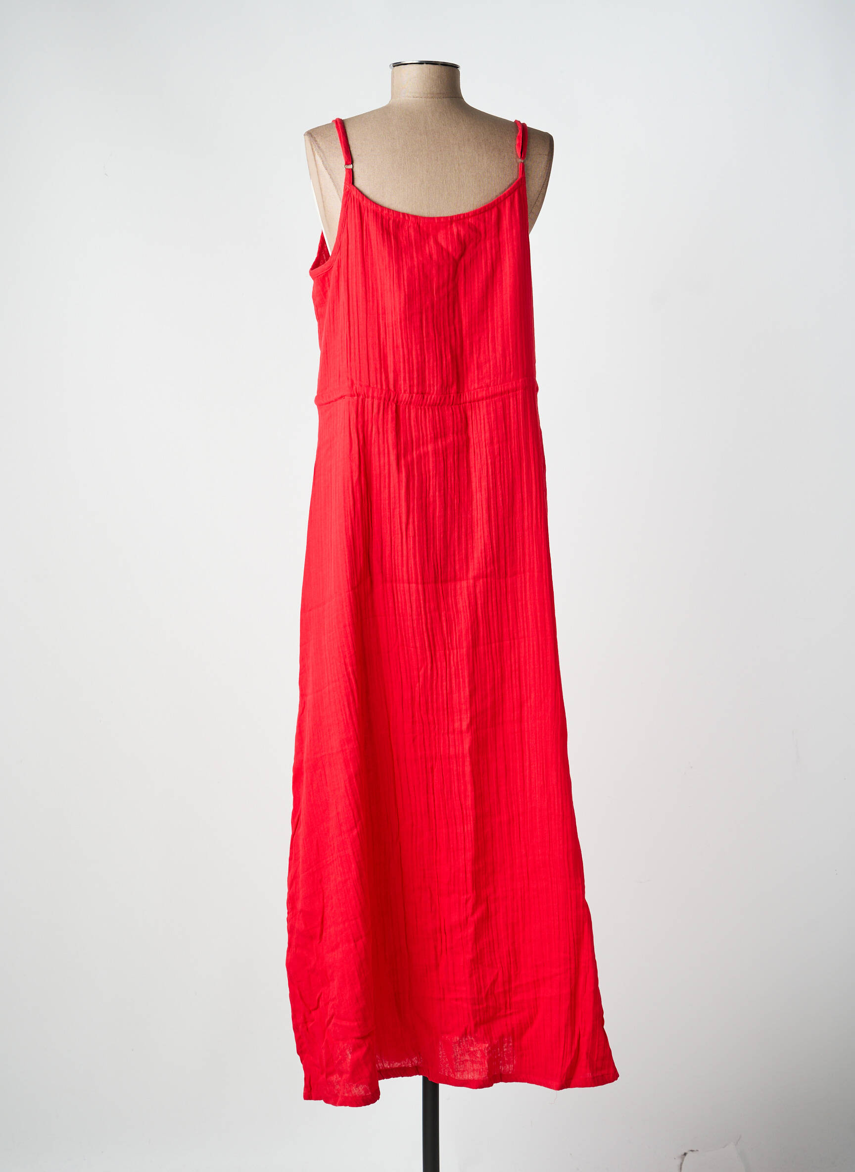 Robe mi-longue col v fines bretelles rouge LA FIANCÉE femme