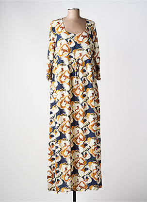 Robe longue imprimé fantaisie manches 3/4 beige LA FIANCÉE femme