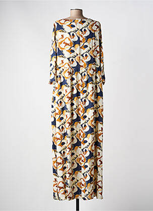Robe longue imprimé fantaisie manches 3/4 beige LA FIANCÉE femme