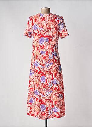 Robe mi-longue imprimé fleurs manches courtes orange LA FIANCÉE femme