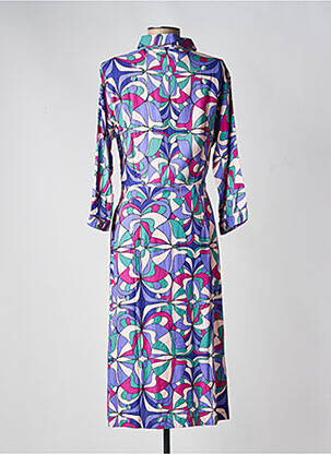 Robe mi-longue imprimé fleurs manches 3/4 violet PRINCESSE NOMADE femme