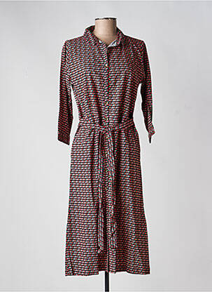 Robe mi-longue imprimé fleurs manches 3/4 rouge PRINCESSE NOMADE femme
