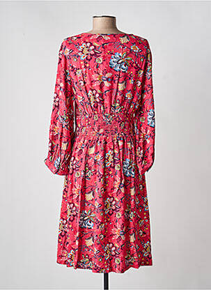 Robe mi-longue imprimé fleurs manches longues rose LA FIANCÉE femme