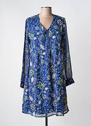 Robe courte coupe fluide manches longues bleu LA FIANCÉE femme