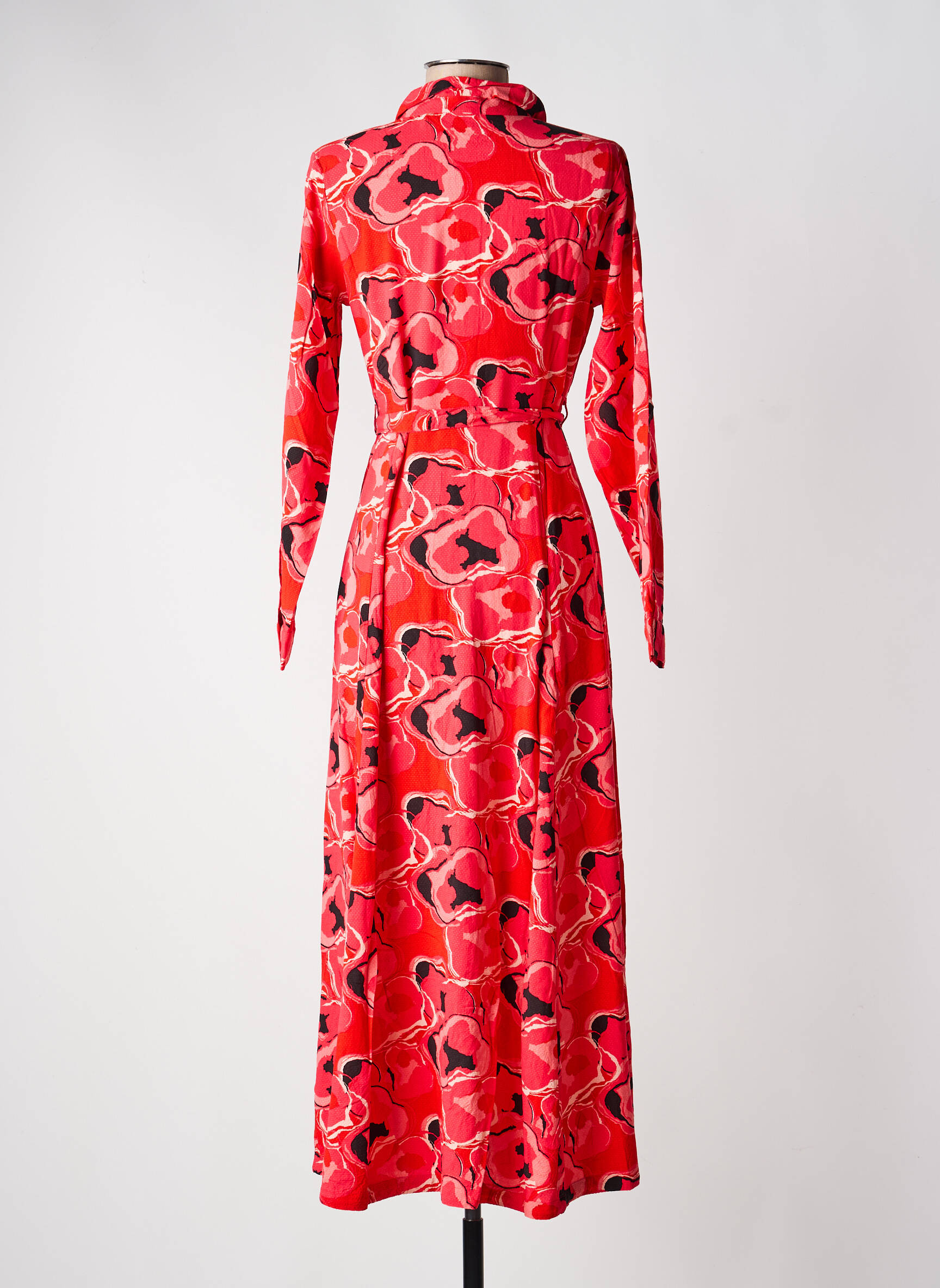 Robe longue imprimé fantaisie manches longues rouge LA FIANCÉE femme