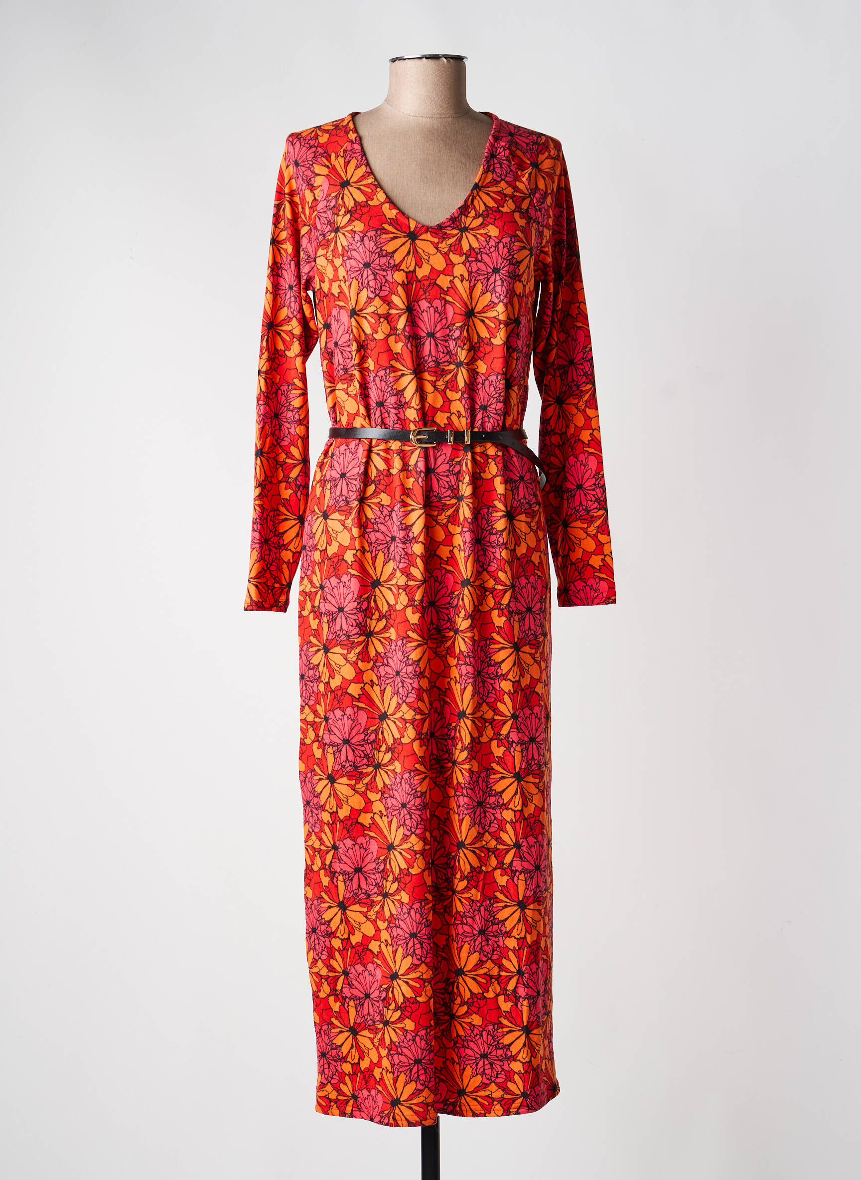 Robe longue manches longues manches longues orange LA FIANCÉE femme