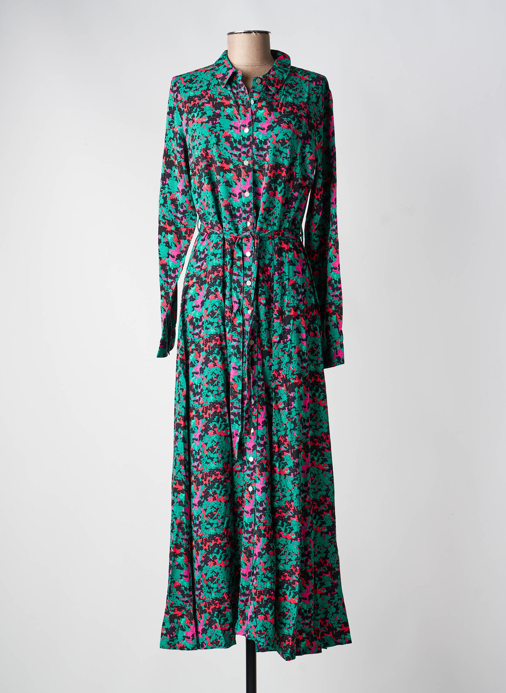 Robe longue manches longues manches longues vert LA FIANCÉE femme