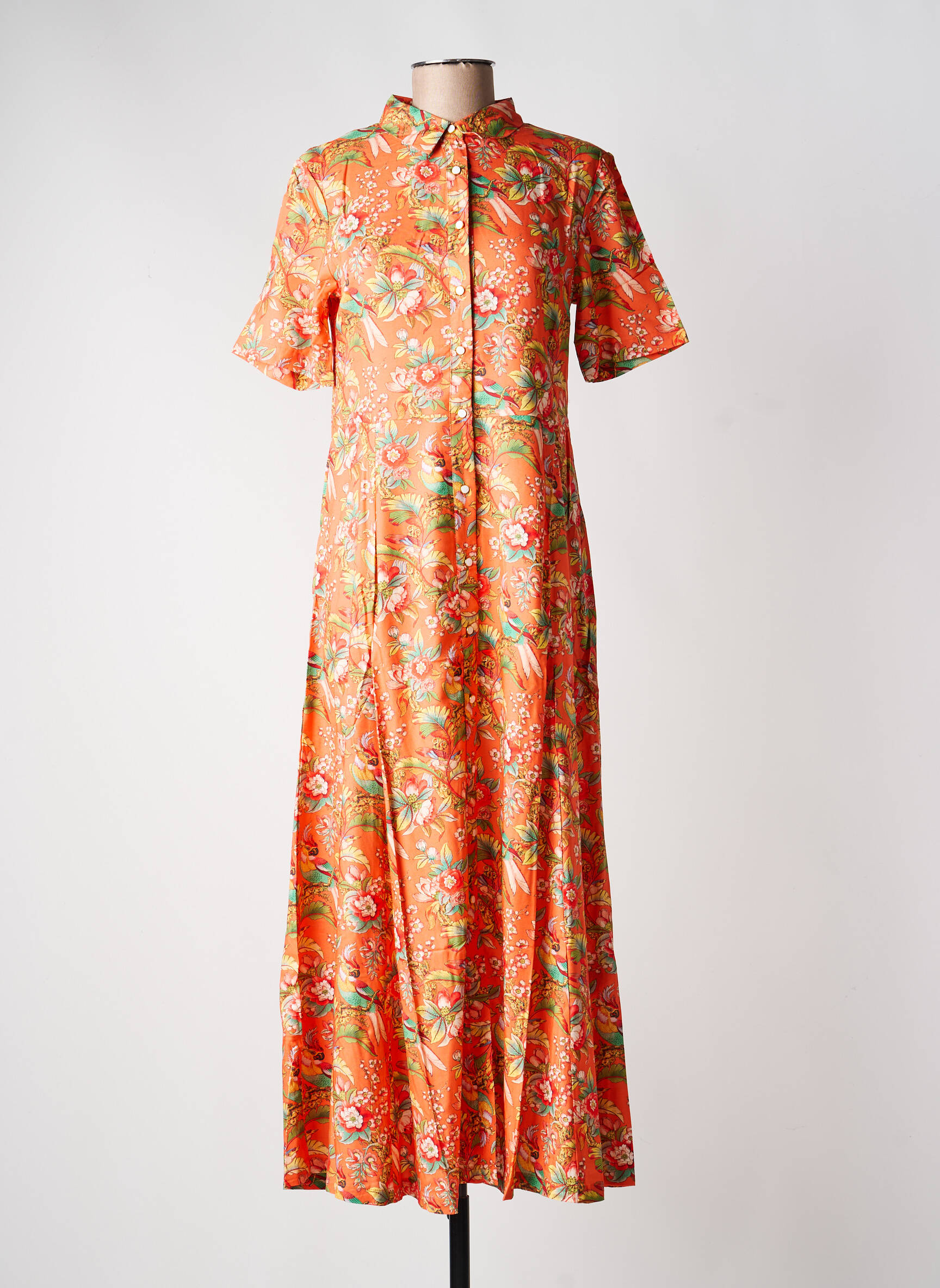 Robe longue manches courtes manches courtes orange LA FIANCÉE femme