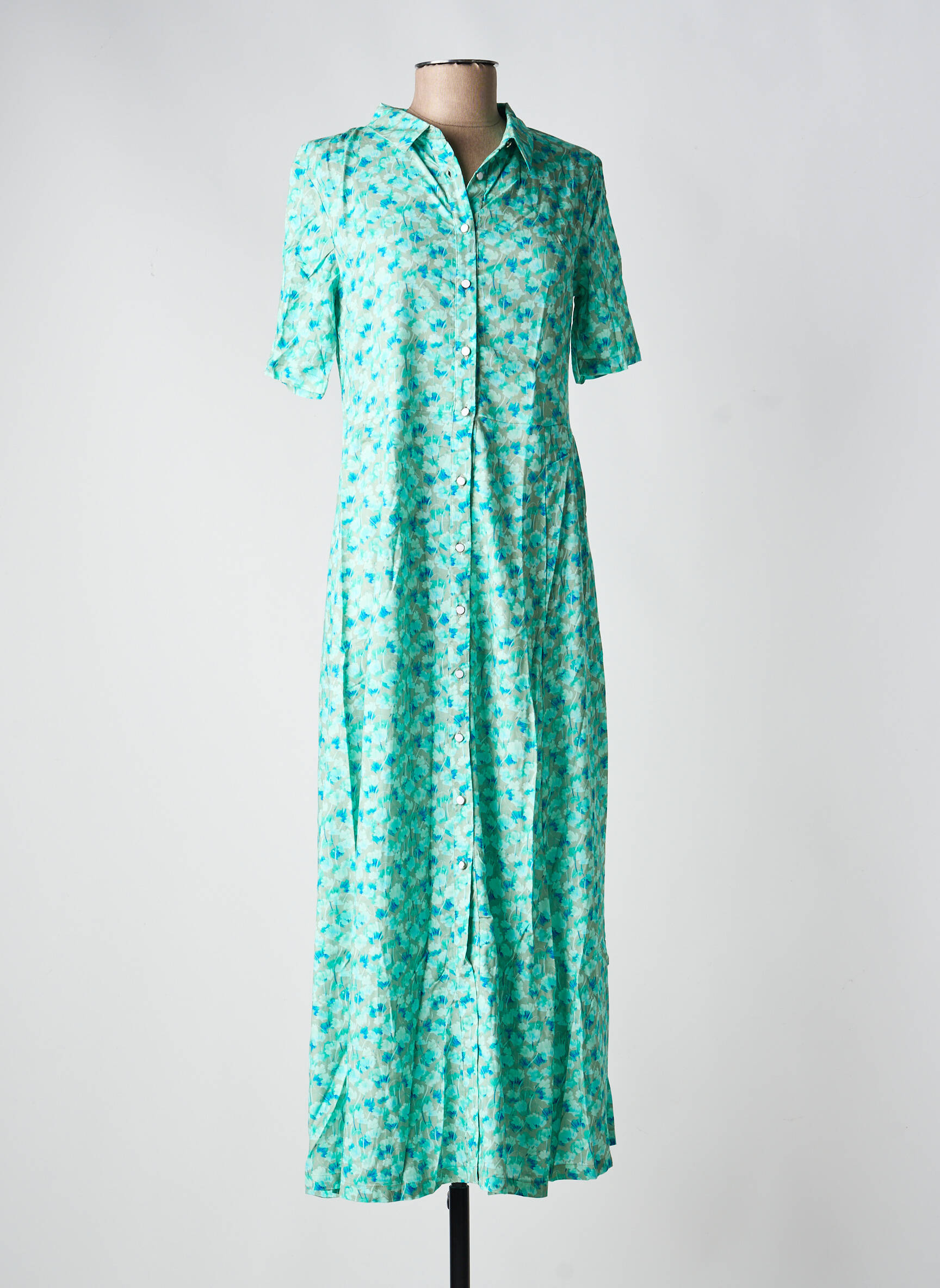 Robe longue manches courtes manches courtes vert LA FIANCÉE femme