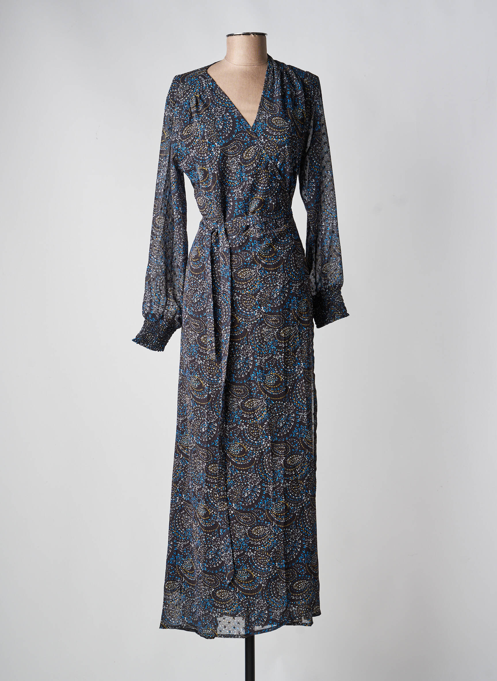 Robe longue manches longues manches longues noir LA FIANCÉE femme
