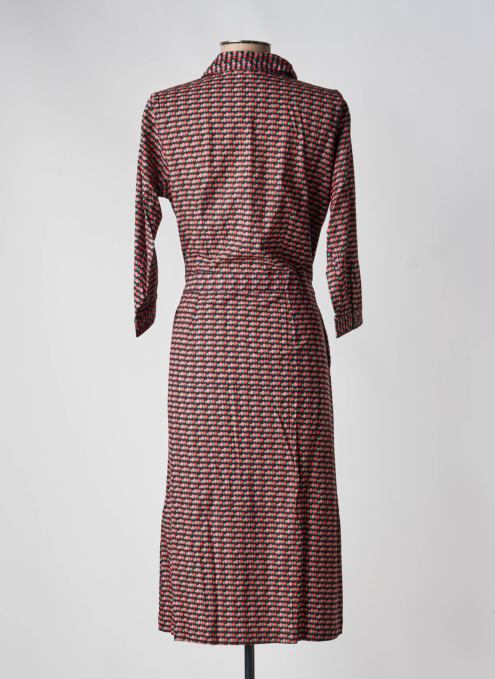 Robe mi-longue imprimé fleurs manches 3/4 rouge PRINCESSE NOMADE femme