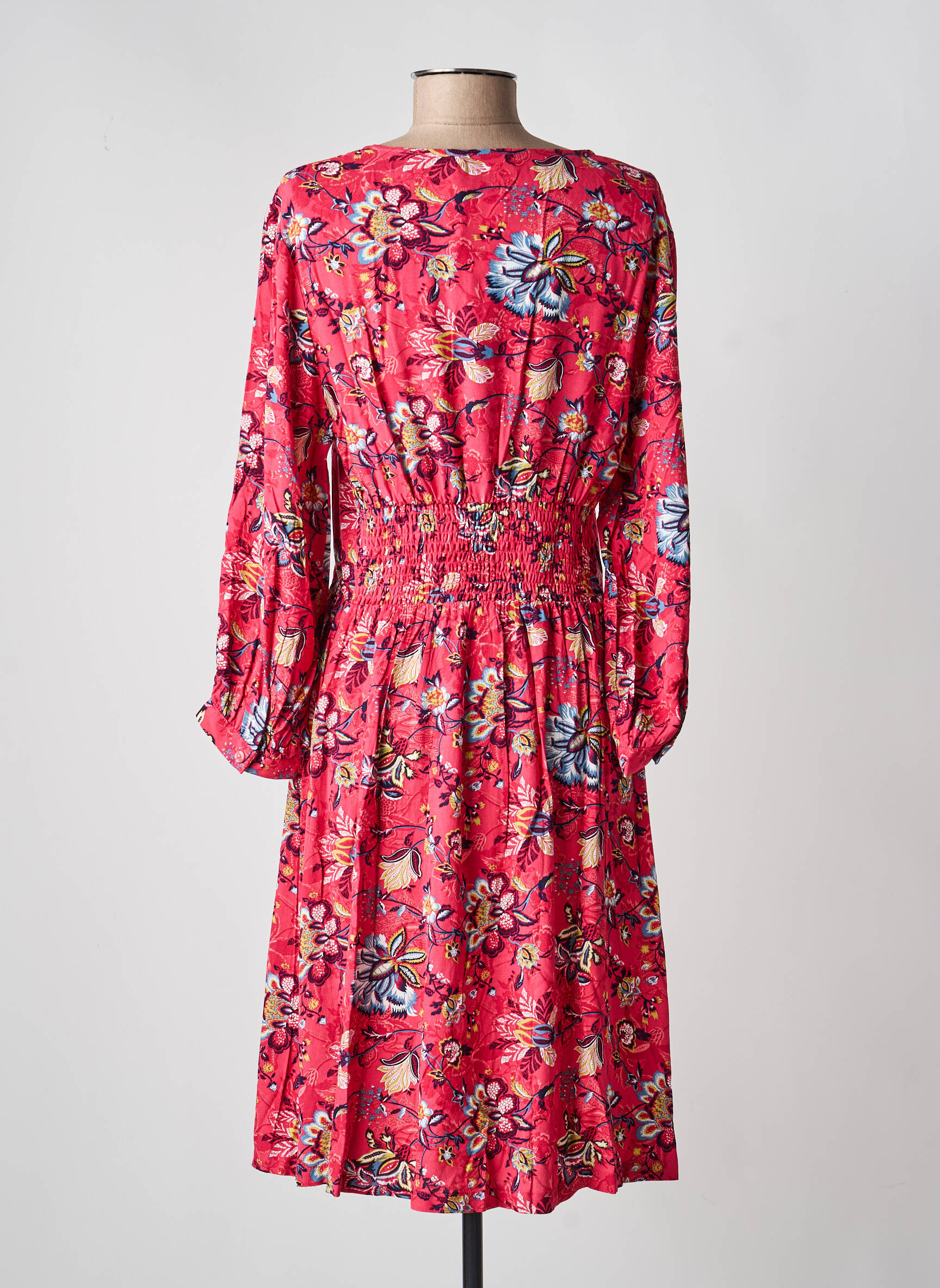 Robe mi-longue imprimé fleurs manches longues rose LA FIANCÉE femme