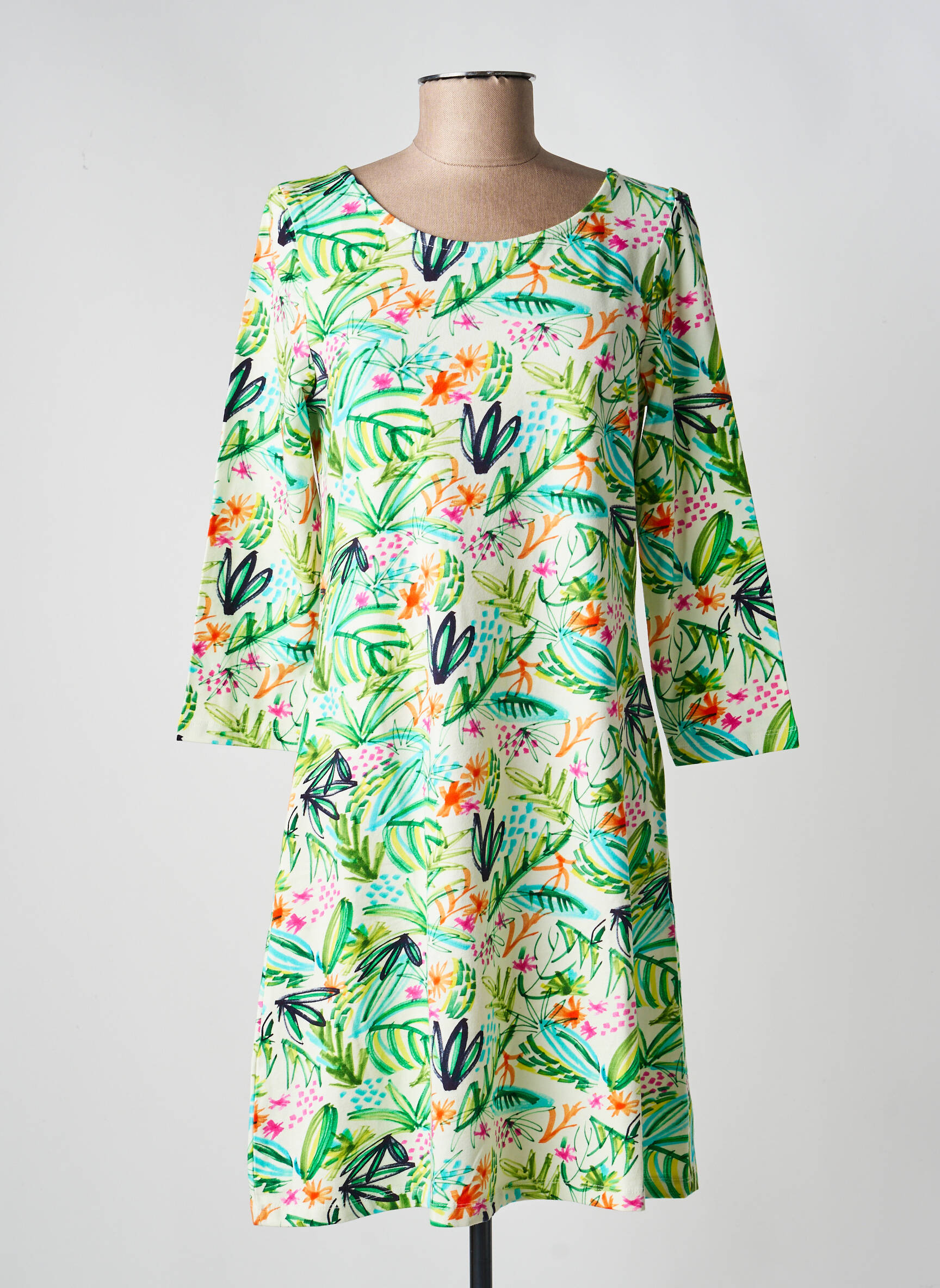 Robe courte manches 3/4 manches 3/4 vert LA FIANCÉE femme