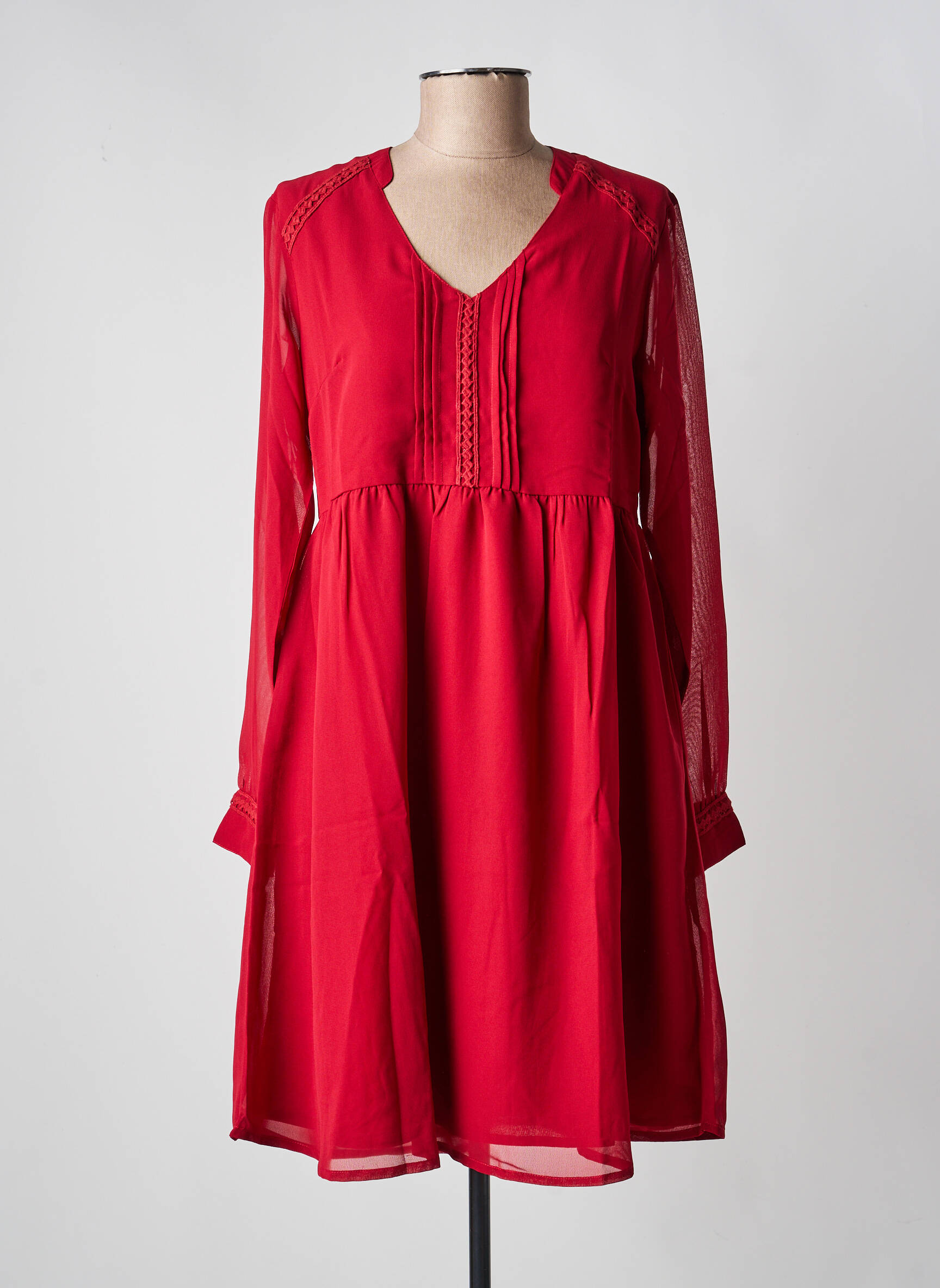 Robe courte manches longues manches longues rouge LA FIANCÉE femme