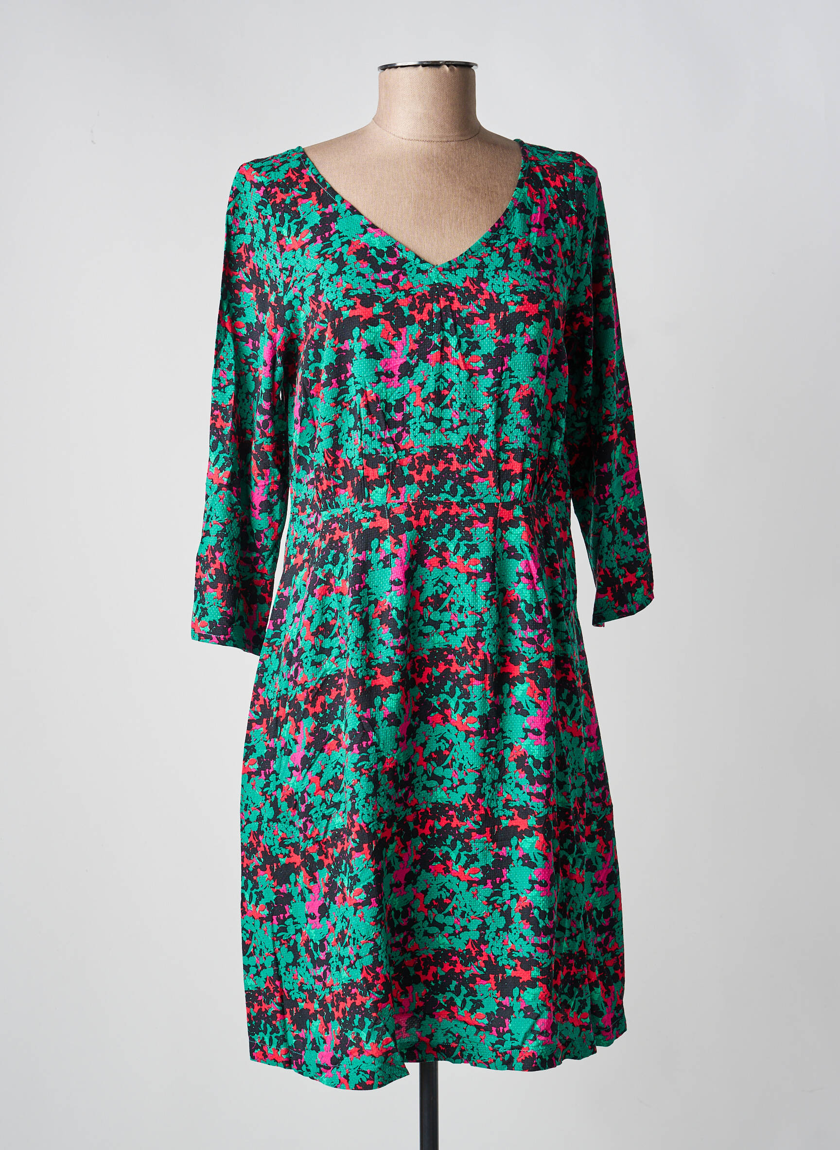 Robe courte manches 3/4 manches 3/4 vert LA FIANCÉE femme