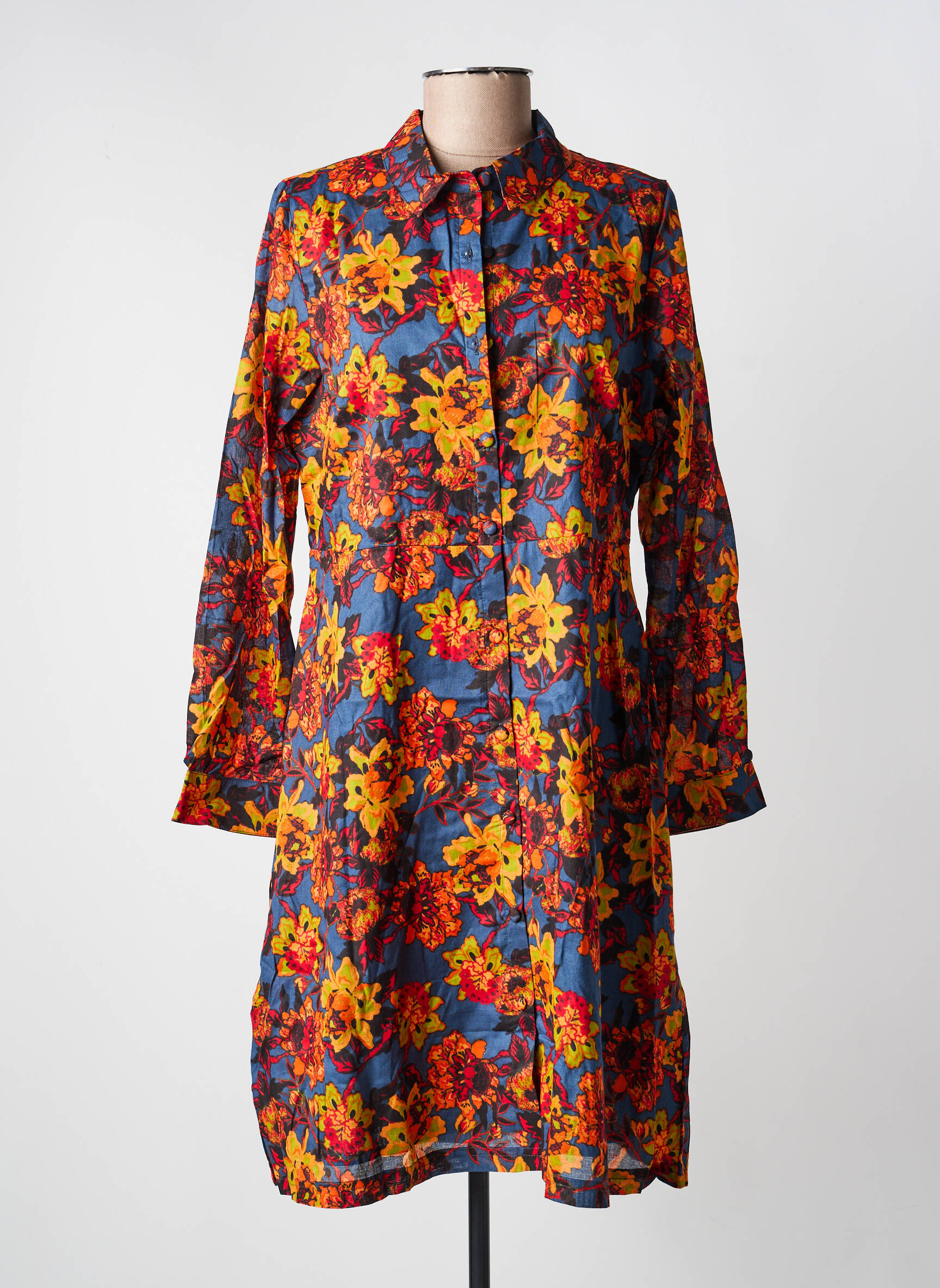 Robe courte manches longues manches longues bleu LA FIANCÉE femme