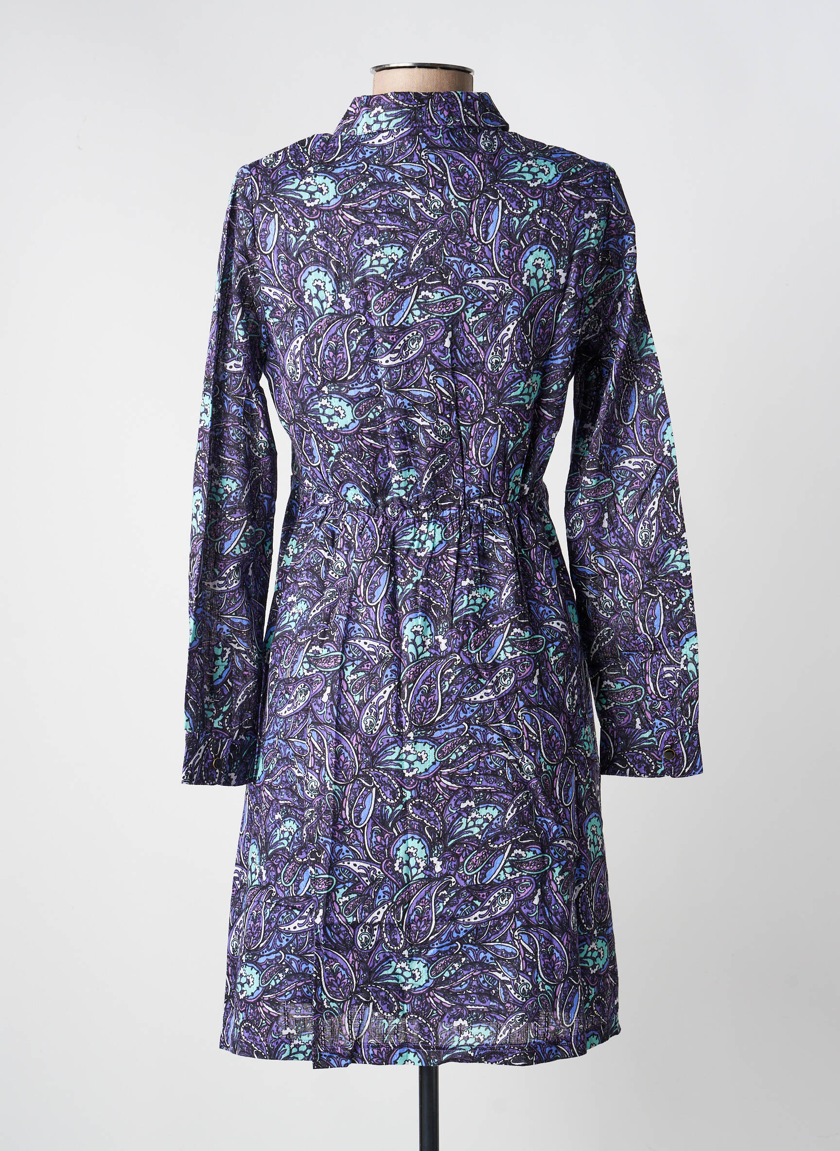 Robe mi-longue tissage crêpe manches longues violet LA FIANCÉE femme