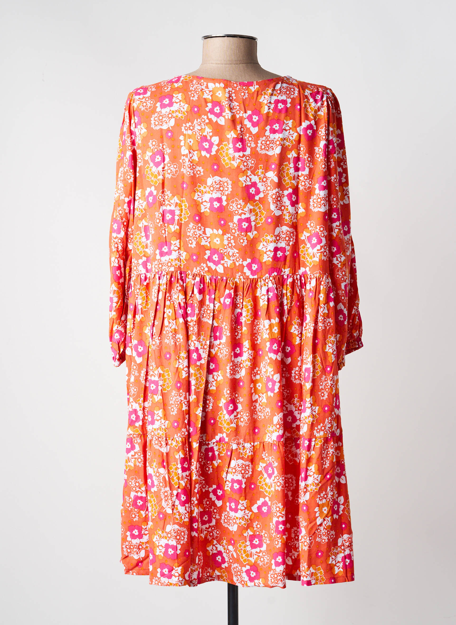 Robe courte coupe évasée manches longues orange PRINCESSE NOMADE femme