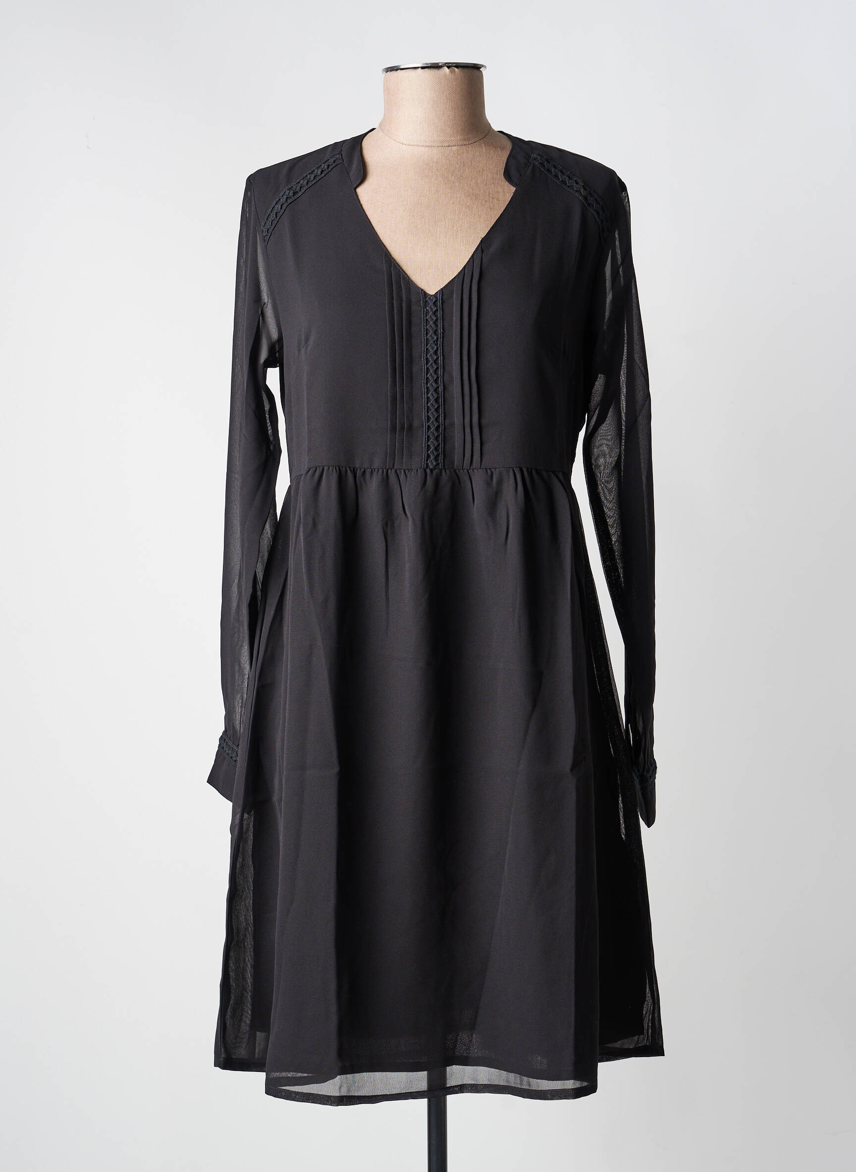 Robe courte manches longues manches longues noir LA FIANCÉE femme