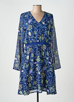 Robe mi-longue imprimé fantaisie manches longues bleu LA FIANCÉE femme