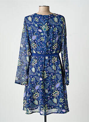 Robe mi-longue imprimé fantaisie manches longues bleu LA FIANCÉE femme