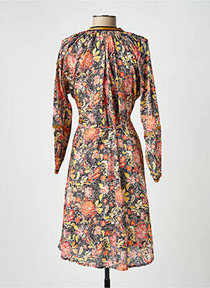 Robe mi-longue imprimé fantaisie manches longues orange LA FIANCÉE femme