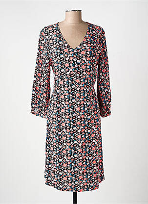 Robe mi-longue imprimé fleurs manches longues noir LA FIANCÉE femme