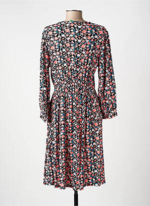 Robe mi-longue imprimé fleurs manches longues noir LA FIANCÉE femme