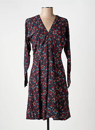 Robe mi-longue imprimé fantaisie manches longues noir LA FIANCÉE femme